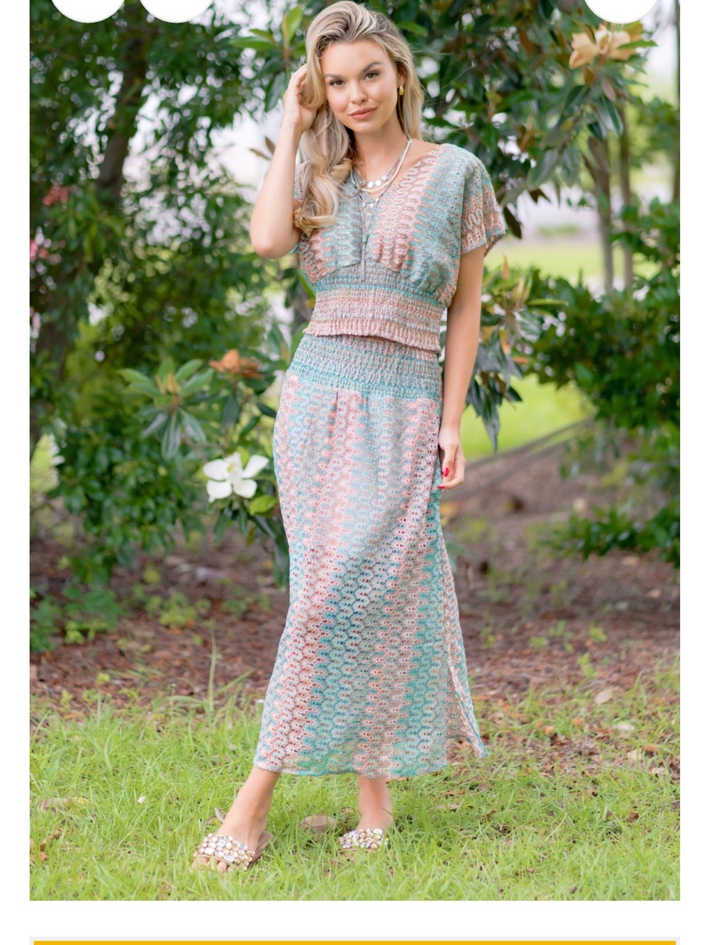 DAVI & DANI Sage and Blush Knit Maxi Skirt